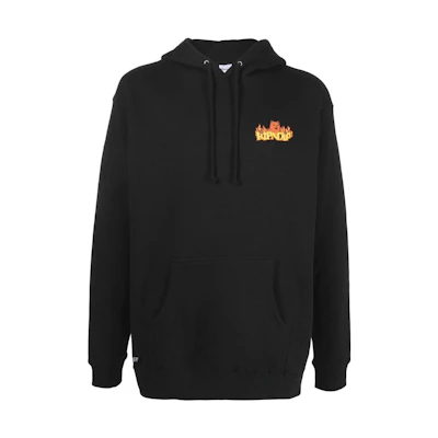 RIPNDIP FW22 Flame Print Black Hoodie Long Sleeve Sweater RND9336BLACK