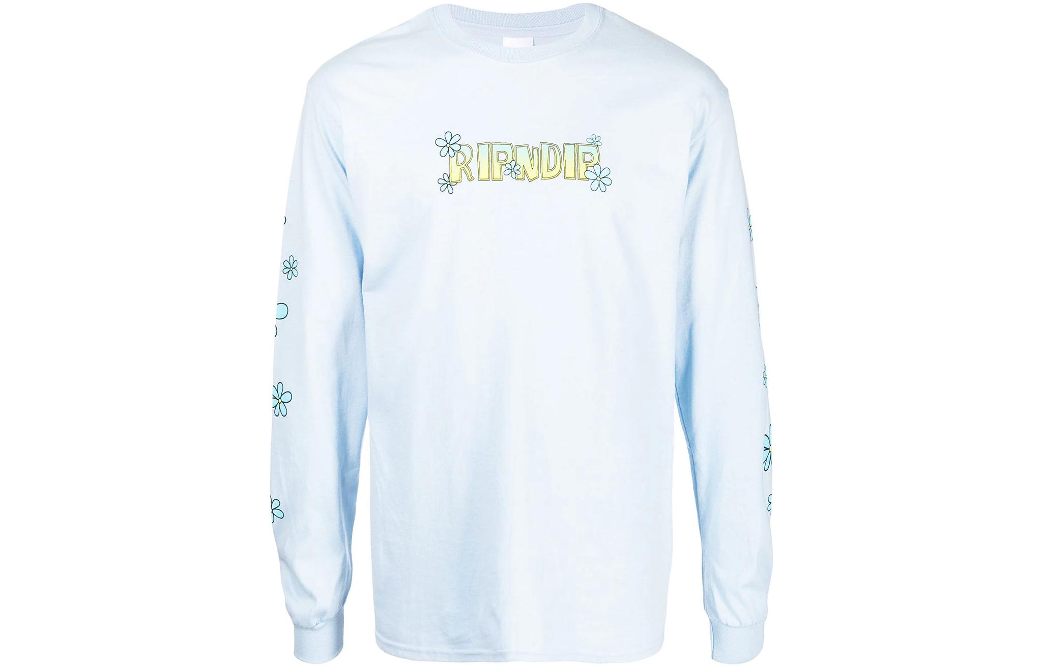 RIPNDIP FW22 Floral Letter Print Crewneck Sweatshirt Blue - RND7053
