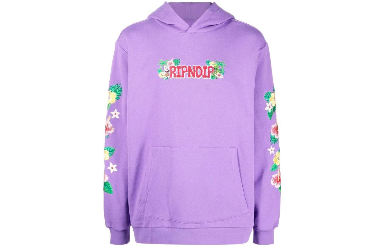 RIPNDIP FW22 Floral Print Hoodie Unisex Purple RND9330LAVEN