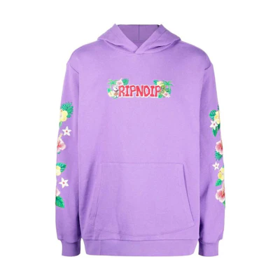 RIPNDIP FW22 Floral Print Hoodie Unisex Purple RND9330LAVEN