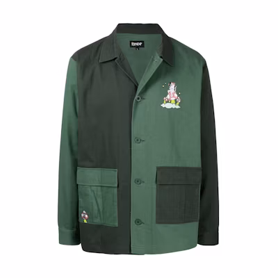 RIPNDIP FW22 Patchwork Print Button-Up Jacket Green Outerwear RND7006