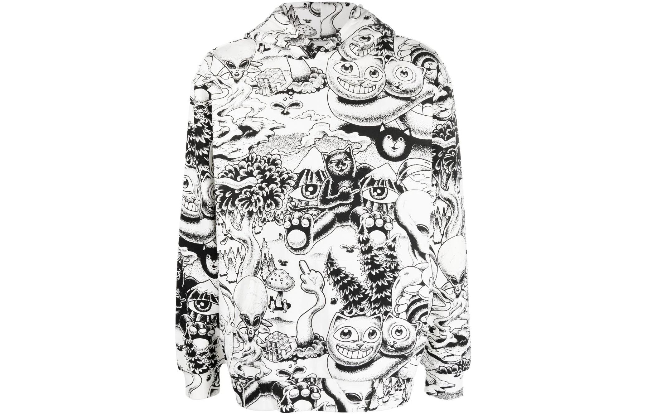 RIPNDIP FW22 Twisted Fantasy Hand-Drawn Hoodie Black/White Mens RND9539