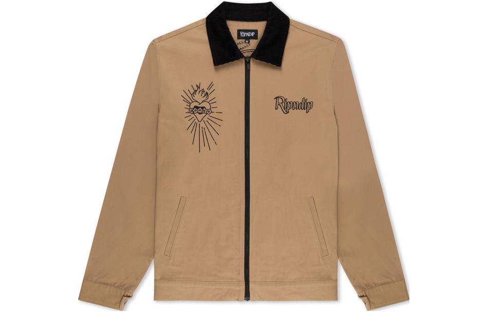RIPNDIP Graphic Print Brown Long-Sleeve Polo Jacket for Men RNDHOL23101