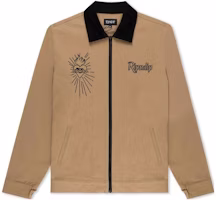 RIPNDIP Graphic Print Brown Long-Sleeve Polo Jacket for Men RNDHOL23101 RIPNDIP Graphic Print Brown Long-Sleeve Polo Jacket for Men RNDHOL23101