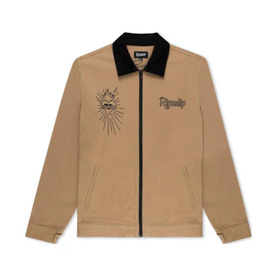 RIPNDIP Graphic Print Brown Long-Sleeve Polo Jacket for Men RNDHOL23101