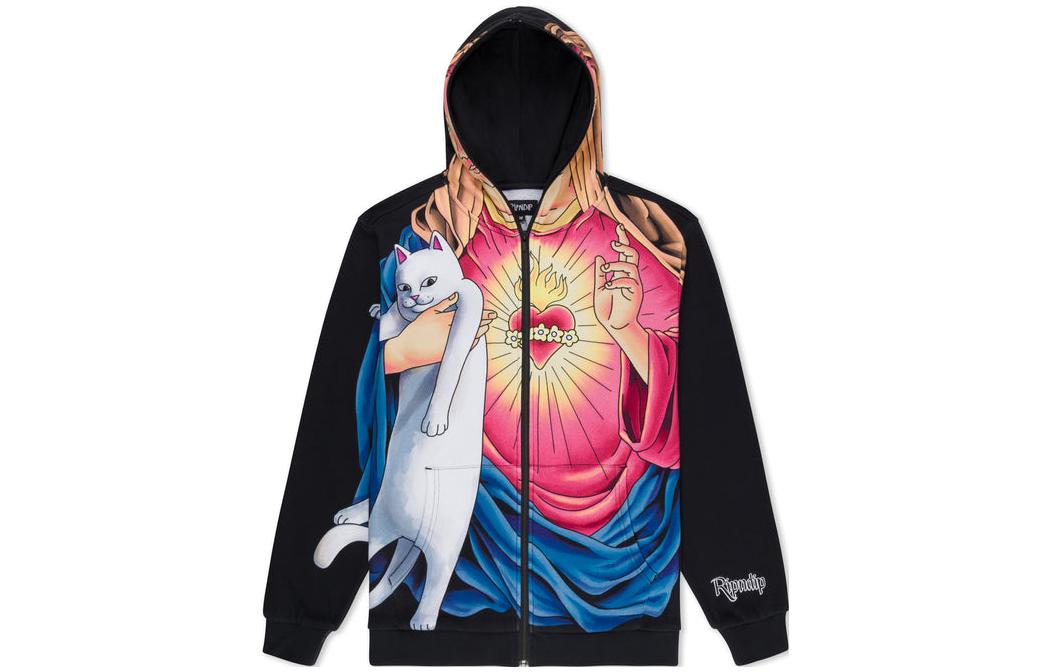 RIPNDIP Graphic Print Zip Hoodie Black RNDHOL23120