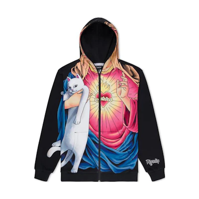 RIPNDIP Graphic Print Zip Hoodie Black RNDHOL23120