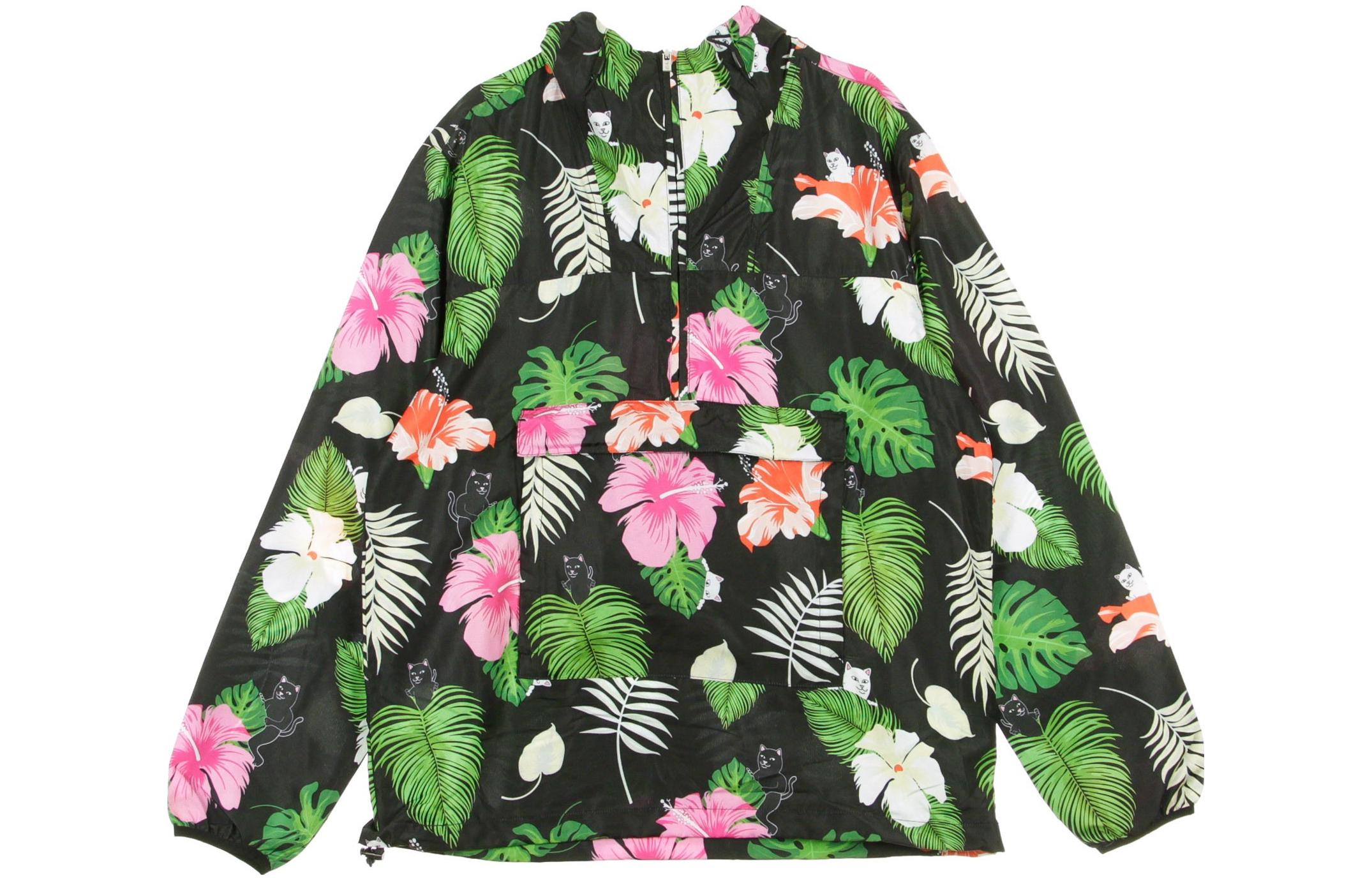 RIPNDIP Green Floral Print Half-Zip Hoodie Jacket RND4301