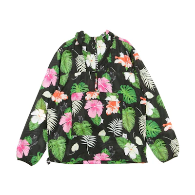 RIPNDIP Green Floral Print Half-Zip Hoodie Jacket RND4301