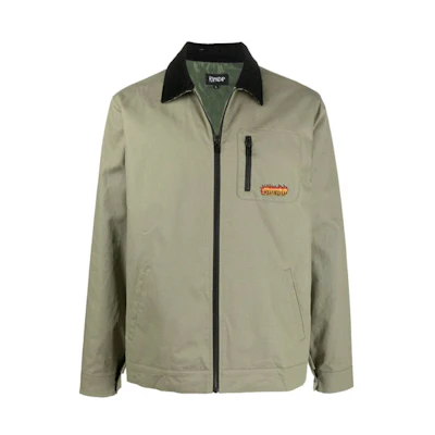 RIPNDIP Green Zip-Up Jacket with Back Logo Embroidery for Men RND9002MILGR