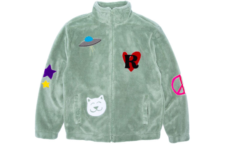 RIPNDIP Heart Print Zip-Up Jacket Unisex Green RND-SS21-089