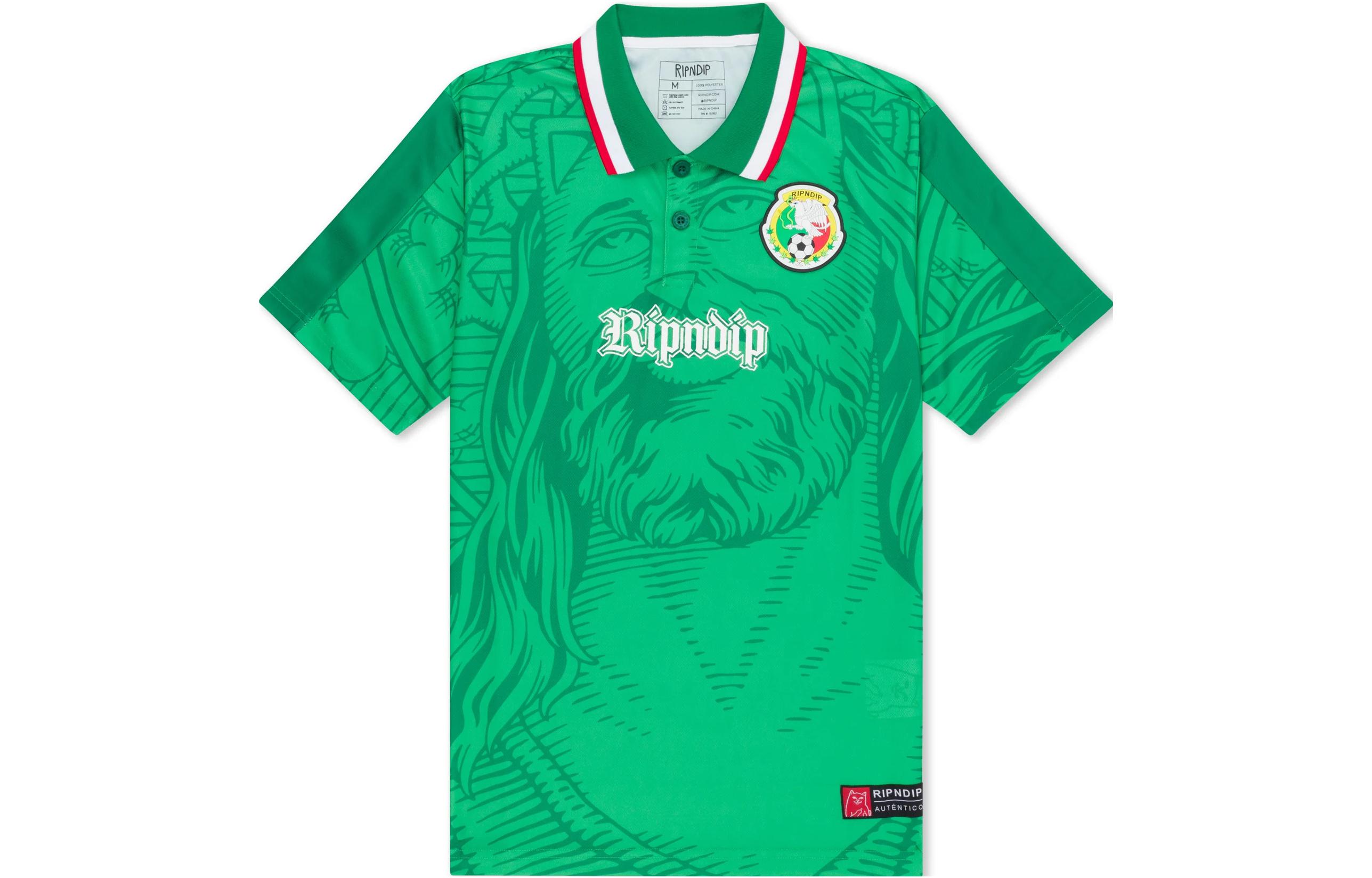 RIPNDIP Letter Graphic Print Green Short-Sleeve Football Jersey for Men RND-JERS-EY5