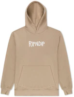 RIPNDIP Letter Print Pullover Hoodie Sand RNDHOL23124 RIPNDIP Letter Print Pullover Hoodie Sand RNDHOL23124