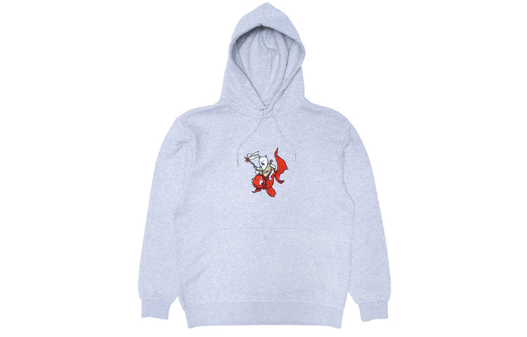 RIPNDIP Logo Embroidered Long Sleeve Hoodie Grey - Fashion RND-SS21-263