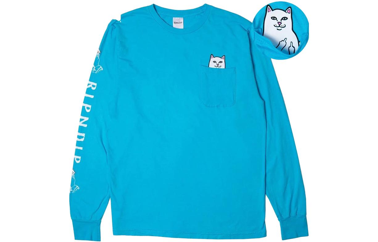 RIPNDIP Loose Fit Logo Print Crewneck Long Sleeve Sweatshirt Blue RND3748