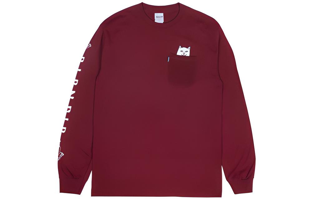 RIPNDIP Lord Nermal Classic Graphic Pocket Long Sleeve Sweatshirt Red Unisex RND184RND1418-BUR