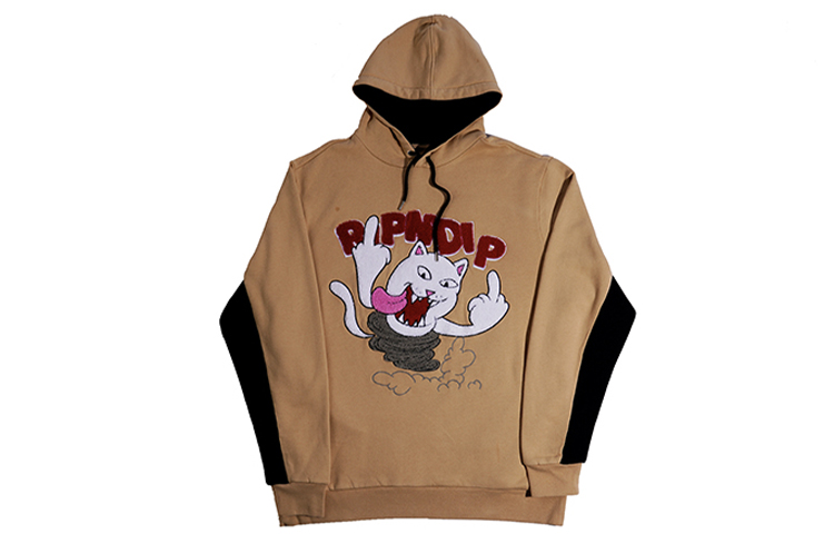 RIPNDIP Lord Nermal Embroidered Hoodie Unisex Khaki RND3714