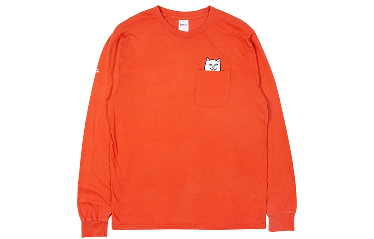 RIPNDIP Lord Nermal Middle Finger Crewneck Orange Long Sleeve - RNDLTX201807031719