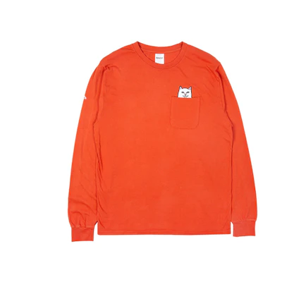 RIPNDIP Lord Nermal Middle Finger Crewneck Orange Long Sleeve - RNDLTX201807031719