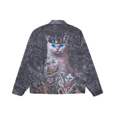 RIPNDIP Mechanical Cat Oil Painting Tie-Dye Jacket Dark Gray () RND4104