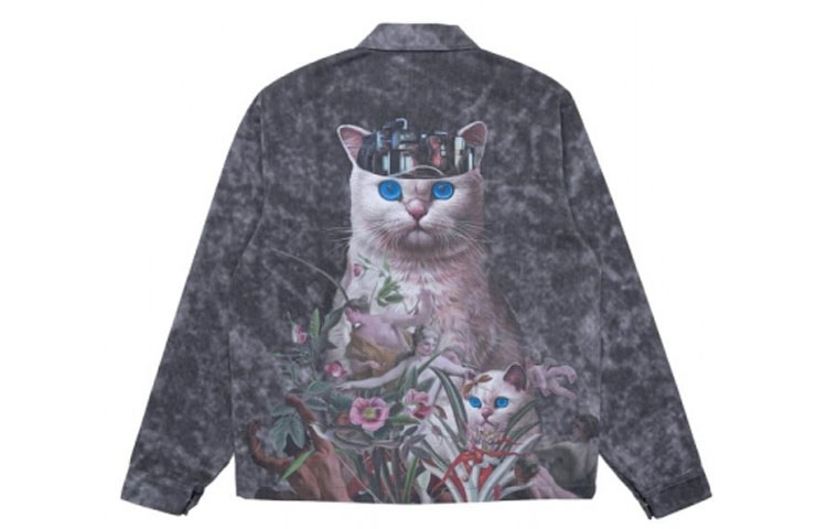 Order RIPNDIP Mechanical Cat Jacket Tie-Dye Lukisan Minyak Abu Gelap RND4104