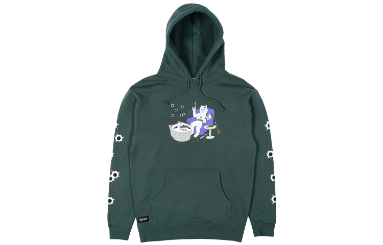 RIPNDIP Middle Finger Cat Bullet Holes Hoodie Unisex - Dark Green RNDLMS2020010521