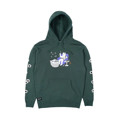 RIPNDIP Middle Finger Cat Bullet Holes Hoodie Unisex - Dark Green RNDLMS2020010521