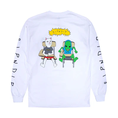RIPNDIP Middle Finger Cat Crewneck Unisex Sweatshirt White RNDLTX2020022671