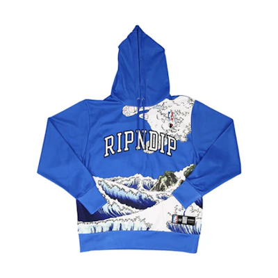 RIPNDIP Middle Finger Cat Hoodie Unisex Blue Wave Design Sweatshirt RNDLMS2019080111