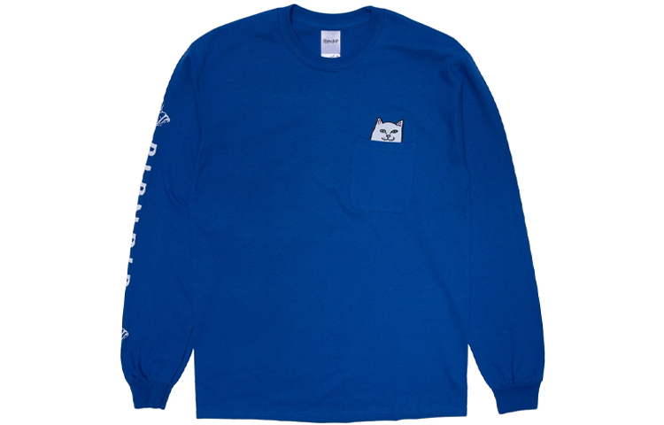 RIPNDIP Middle Finger Cat Logo Long Sleeve Sweatshirt Unisex - Sapphire Blue RNDLTX201807031720