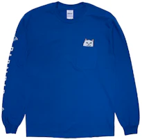 RIPNDIP Middle Finger Cat Logo Long Sleeve Sweatshirt Unisex - Sapphire Blue RNDLTX201807031720 RIPNDIP Middle Finger Cat Logo Long Sleeve Sweatshirt Unisex - Sapphire Blue RNDLTX201807031720
