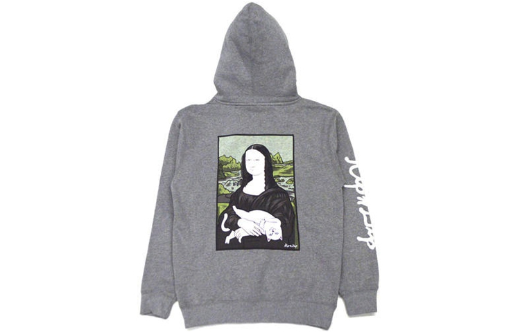 RIPNDIP Mona Lisa Print Pullover Hoodie Unisex Gray RND184RND1817-GRY