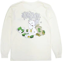 RIPNDIP Money Man White Long Sleeve Cartoon Print Unisex Crewneck RND9052 RIPNDIP Money Man White Long Sleeve Cartoon Print Unisex Crewneck RND9052