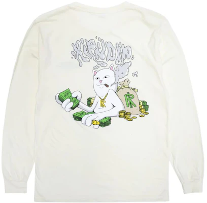 RIPNDIP マネーマン ホワイト 長袖 カートゥーンプリント ユニセックス クルーネック RND9052 Buy RIPNDIP マネーマン ホワイト 長袖 カートゥーンプリント ユニセックス クルーネック RND9052