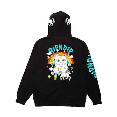 RIPNDIP Nerm Rainbow Unicorn Hoodie Unisex Black RND3723