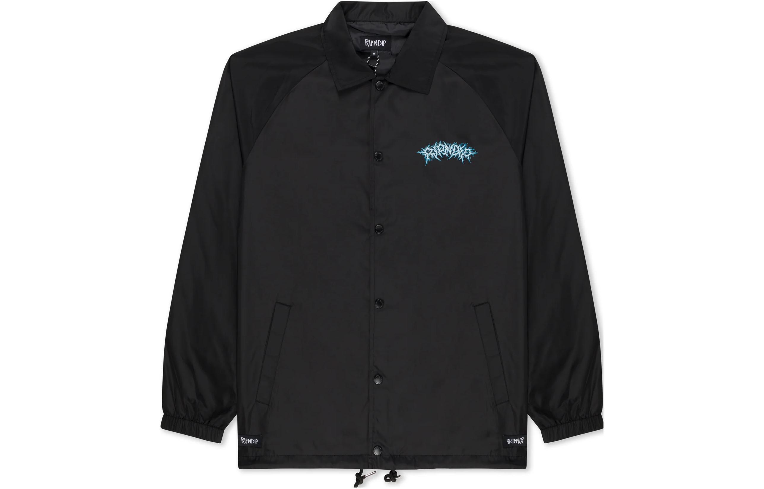 RIPNDIP Nervous System Coaches Jacket Black Long Sleeve Button-Up Jacket RNDHOL23102