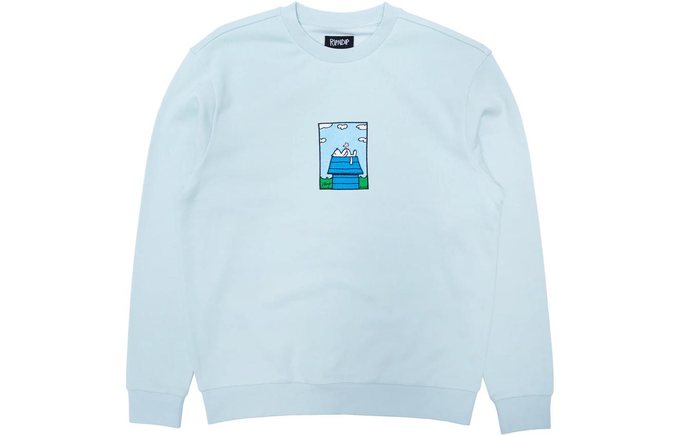 RIPNDIP Not Today Embroidered Crewneck Blue Cartoon Graphic Sweatshirt RND7023