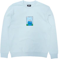 RIPNDIP Not Today Embroidered Crewneck Blue Cartoon Graphic Sweatshirt RND7023 RIPNDIP Not Today Embroidered Crewneck Blue Cartoon Graphic Sweatshirt RND7023