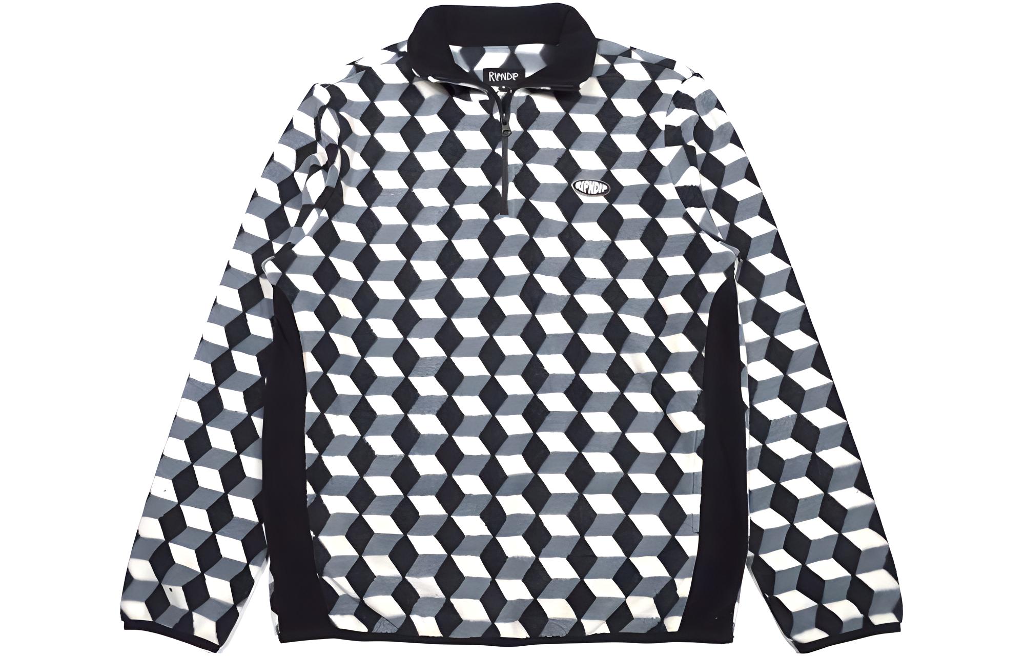 RIPNDIP Plaid Zip-Up Jacket Black White Mens Crewneck RND2912