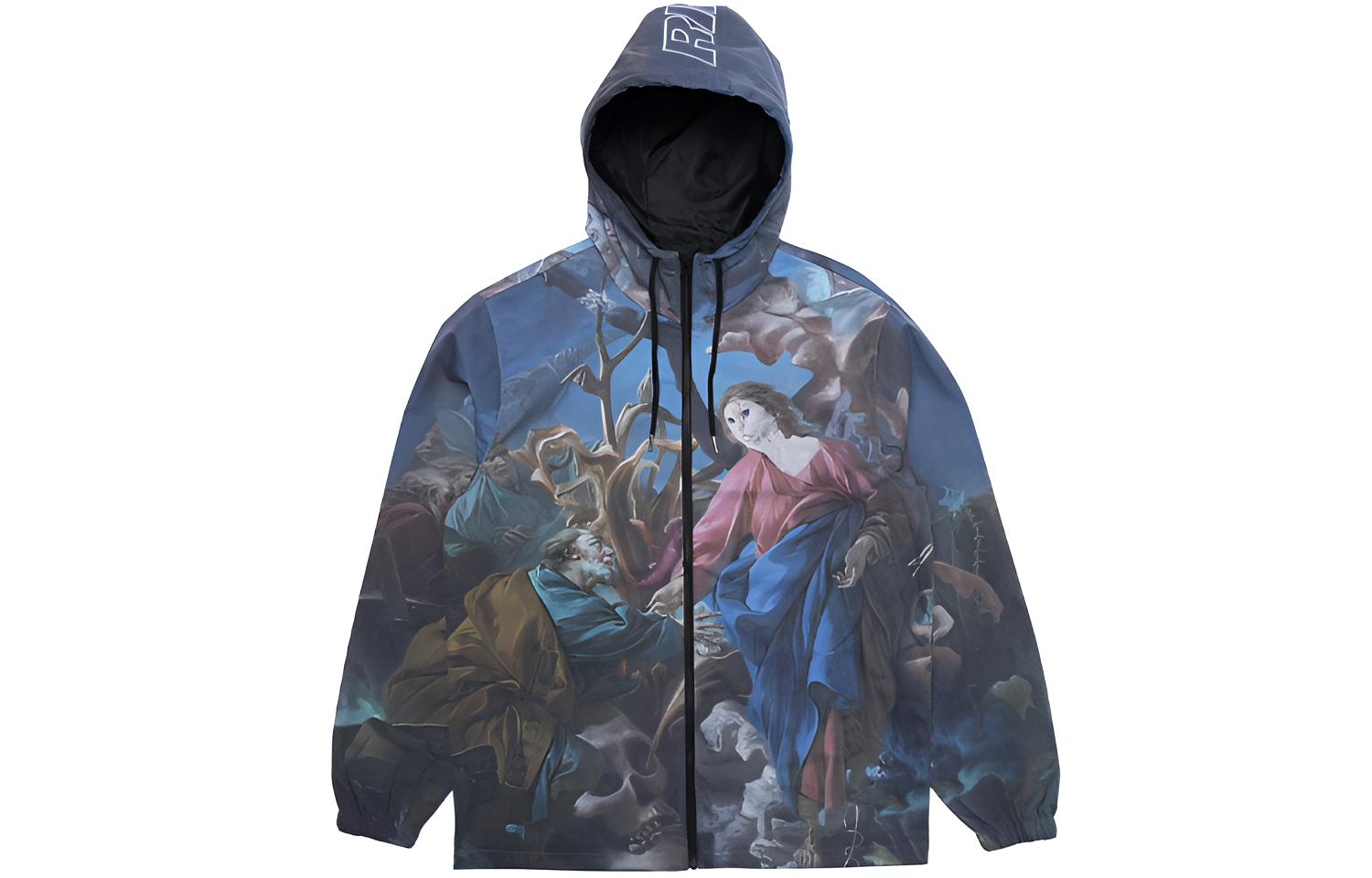 RIPNDIP Printed Fleece-Lined Coach Hoodie Jacket Unisex Multicolor RND4505