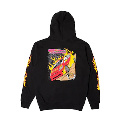 RIPNDIP Racing Embroidered Logo Fleece Hoodie Black Unisex Winter Wear RND3724