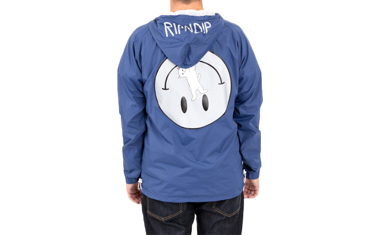 RIPNDIP Reflective Smiley Cat Hoodie Jacket Unisex Blue RND-AW18-009