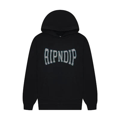 RIPNDIP Rhinestone Letter Print Hoodie - Black RND9334