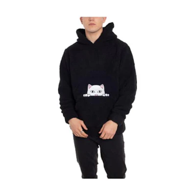 RIPNDIP Solid Color Cartoon Cat Graphic Pullover Hoodie RND4937