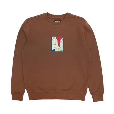 RIPNDIP SS22 Brown Cat Print Pullover Long Sleeve Sweatshirt RND9511