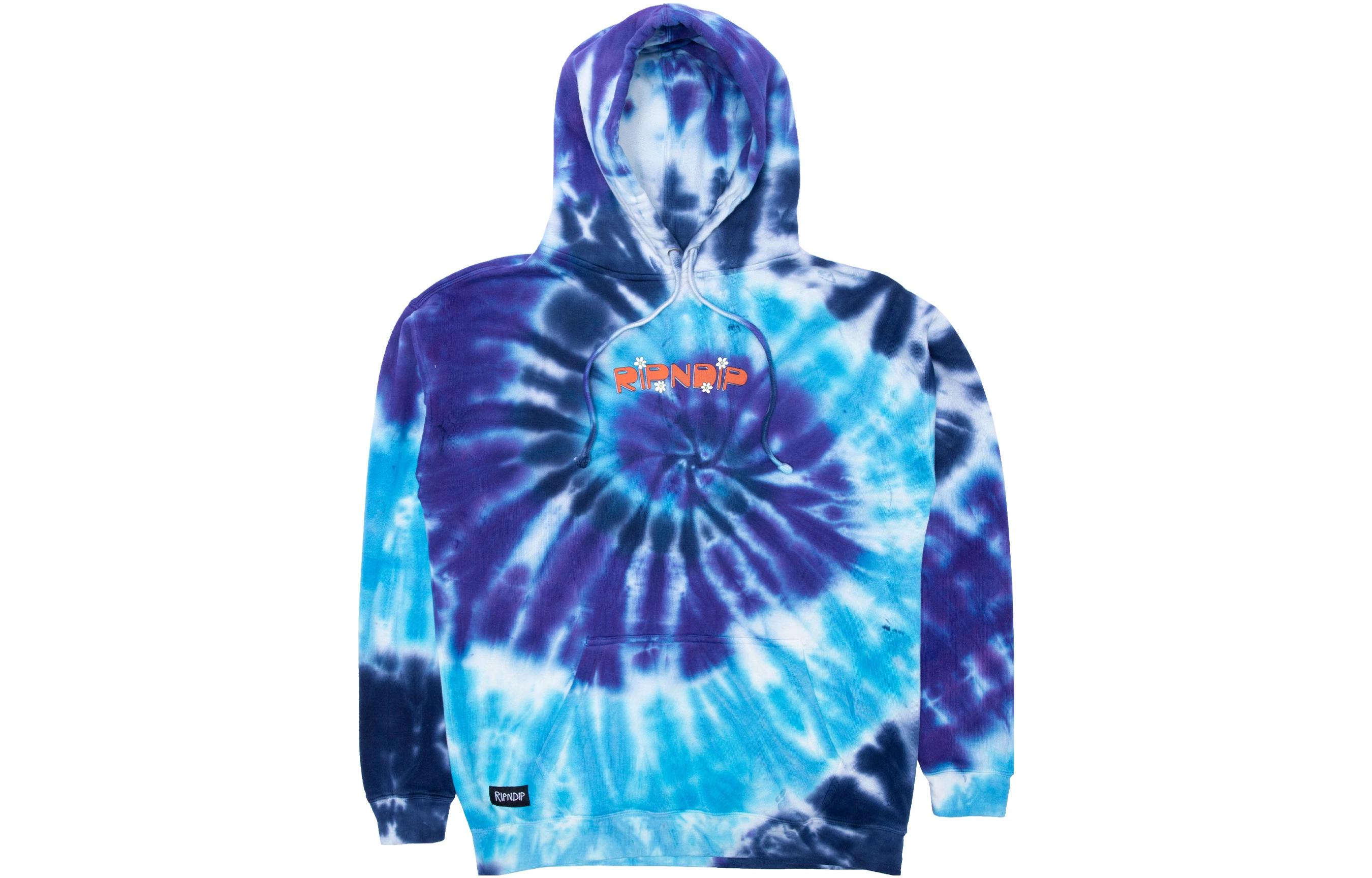 RIPNDIP SS22 Stellar Tie-Dye Cartoon Logo Hoodie Blue RND7047