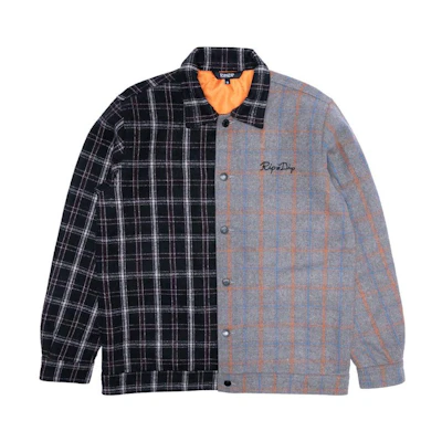 RIPNDIP SS23 Brown Plaid Angel Devil Print Long Sleeve Jacket RND9004