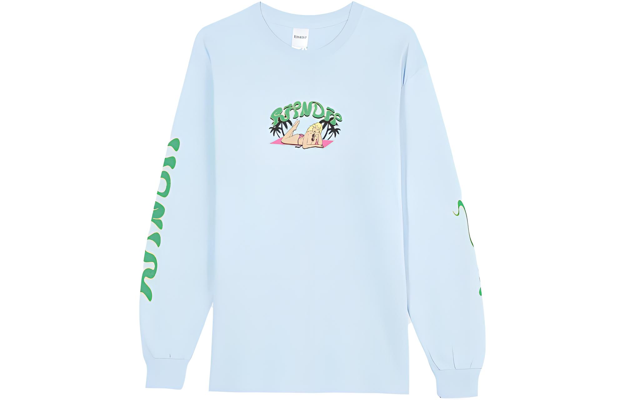 RIPNDIP SS23 Cartoon Graphic Crewneck Pullover Sweatshirt Men Blue RND6054
