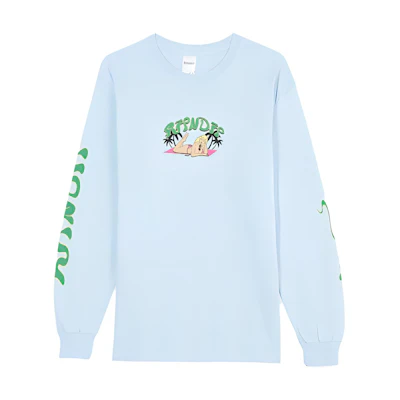 RIPNDIP SS23 Cartoon Graphic Crewneck Pullover Sweatshirt Men Blue RND6054