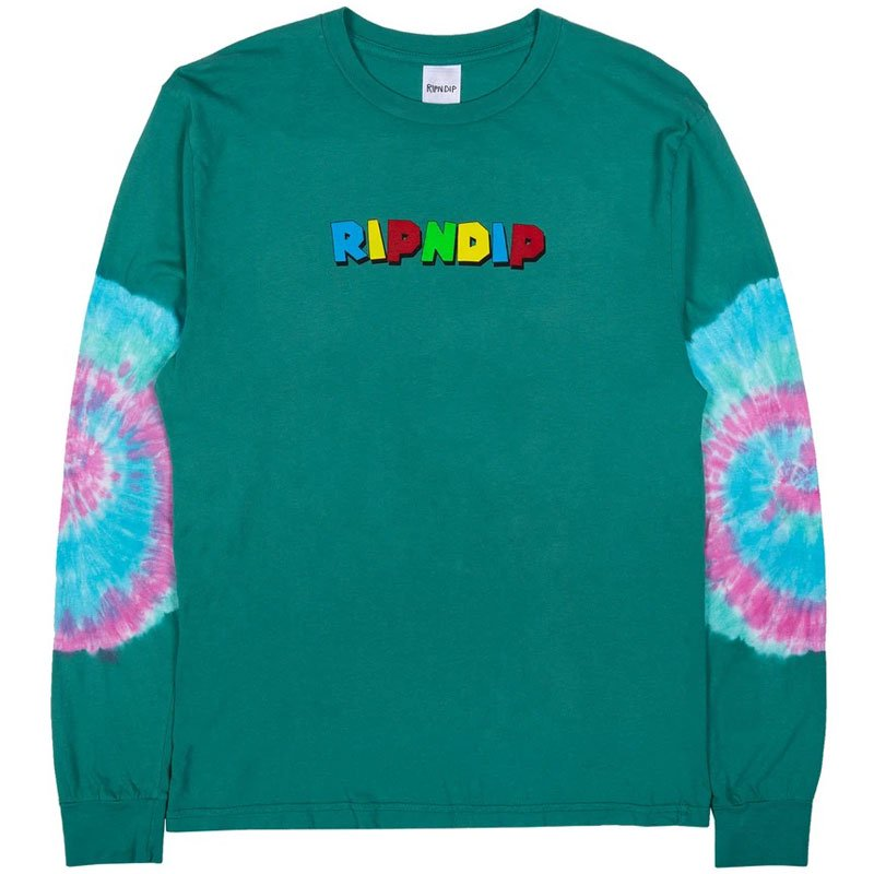 RIPNDIP SS23 Cartoon Letter Print Loose Fit Long Sleeve Sweatshirt Green Men RND3937